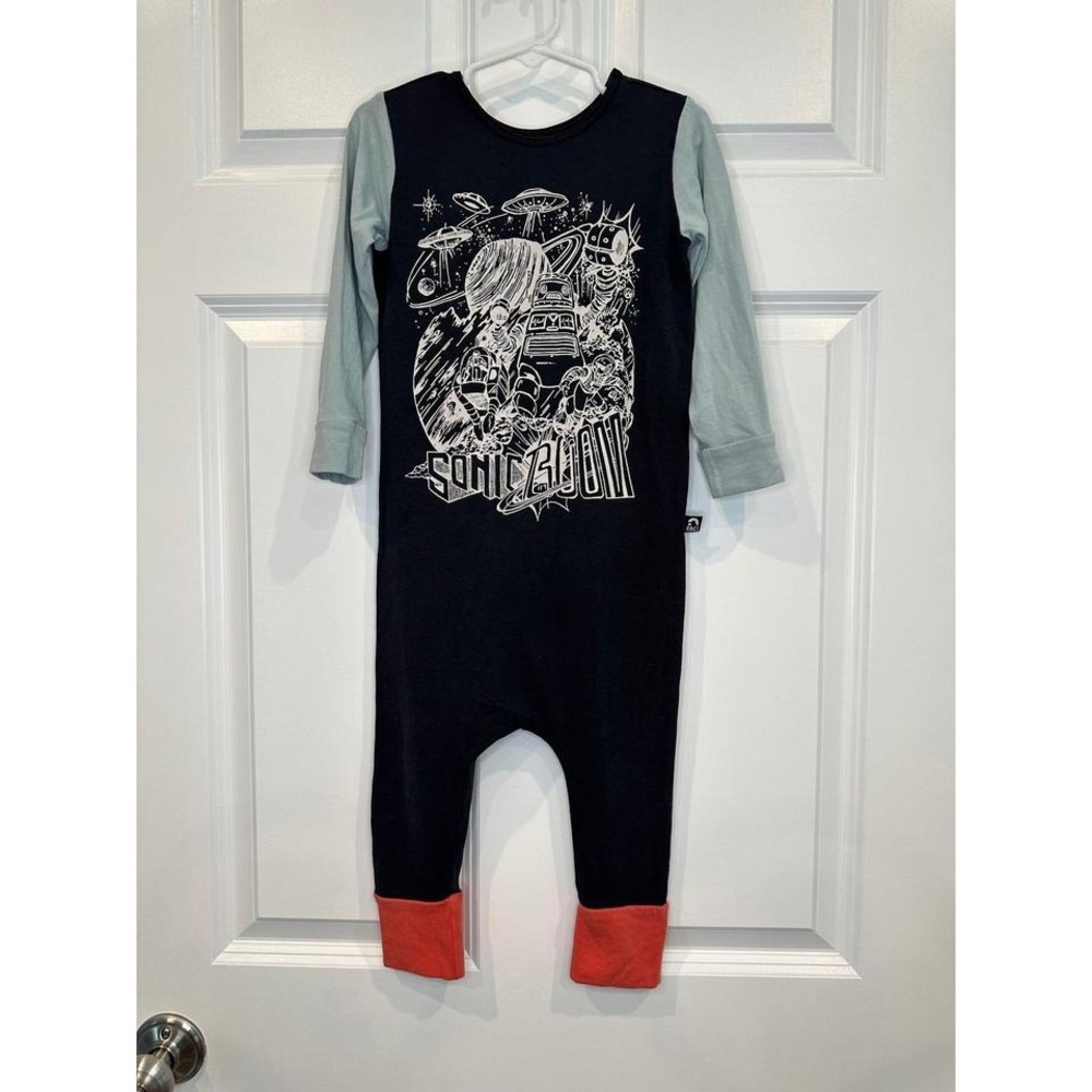 Rags Kids Size 3/4 Space Robot UFO Sonic Boom Pajamas Jumpsuit Romper